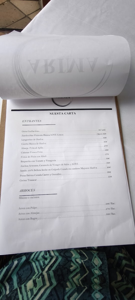 Menu Restaurante Arima-1